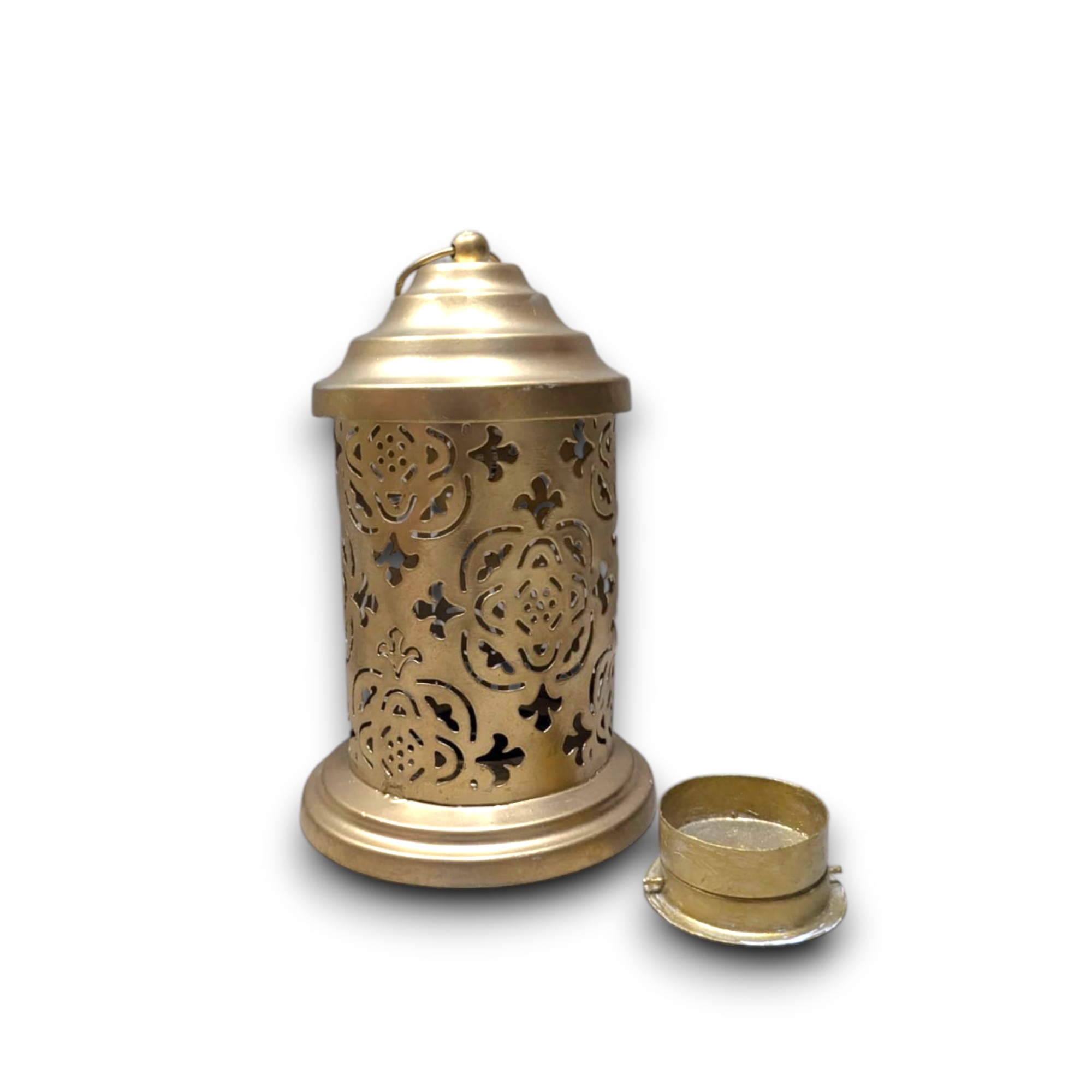 Metal Lantern 6 Inch Decorative Candle Holder with Glass Panels for Home & Garden