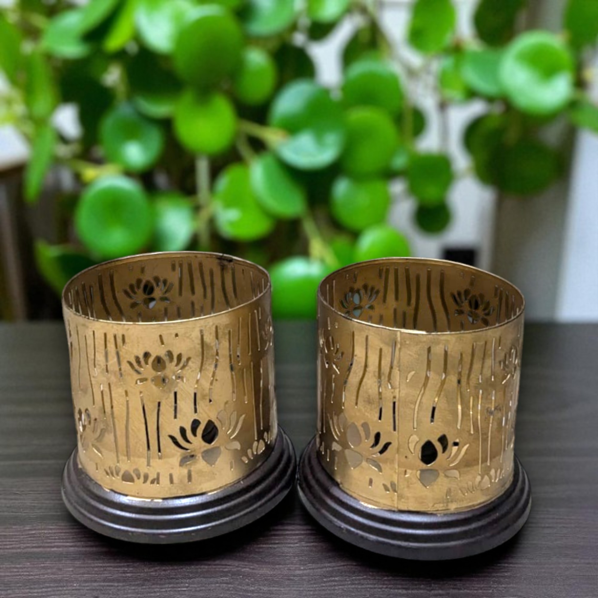 Set of 2 Decorative Tea Light Holders with Intricate Cutwork for Home & Festive Décor