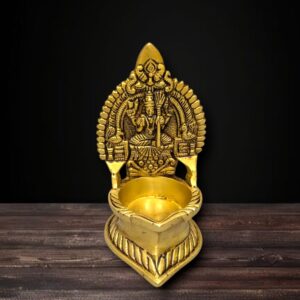 Brass Coated Kamatchi Amman Vilakku 5.5 Inch – Brass Kamakshi Deepam for Pooja