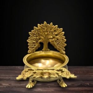 Handcrafted Brass Tree Deepak Urli 7.5 Inch Decorative Bowl
