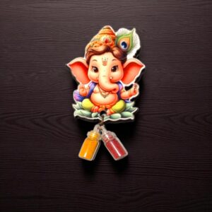 Baby Ganesha Fridge Magnet with Haldi Kumkum Bottles – Traditional Return Gift