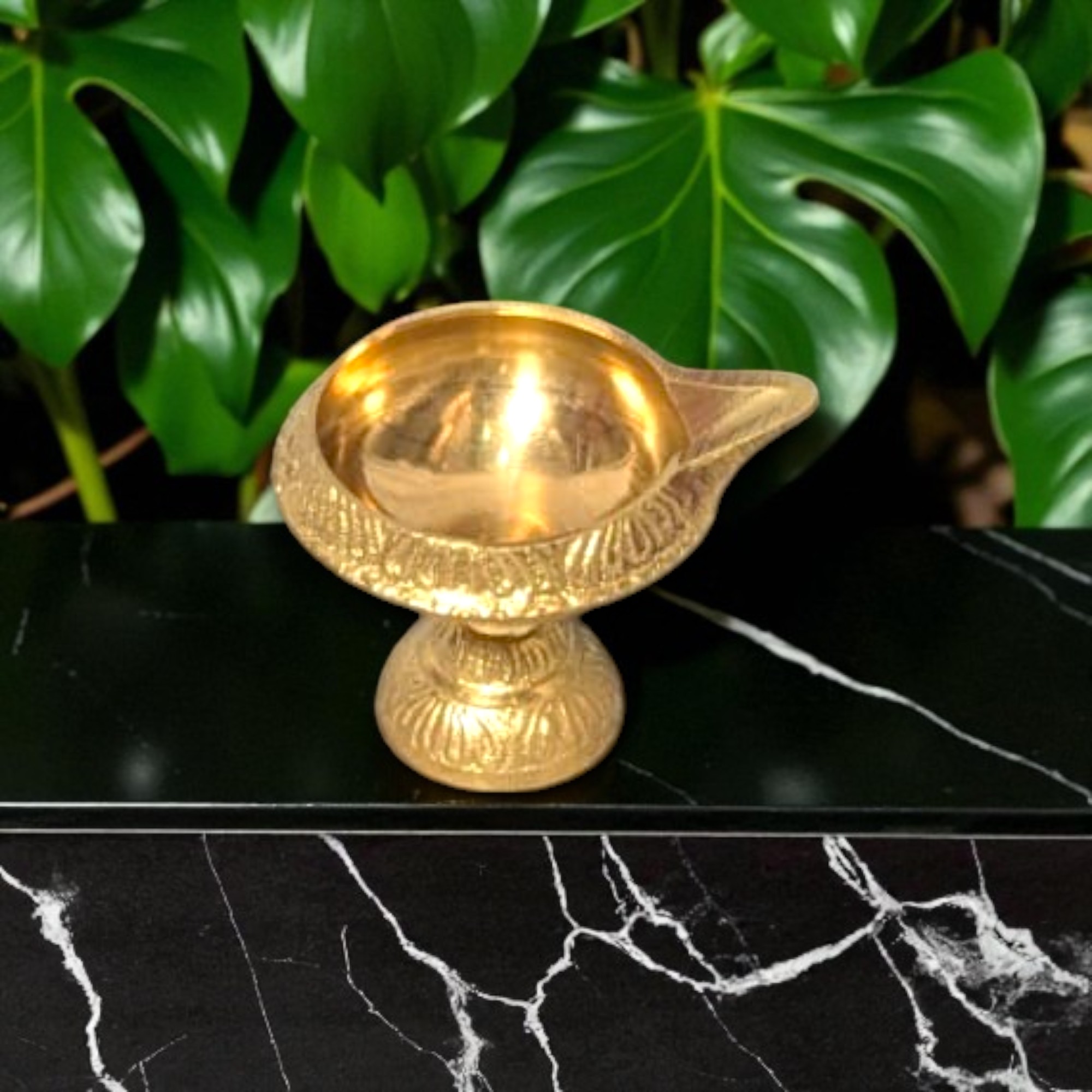 Traditional Brass Diya with Stand for Pooja and Festival Decoration