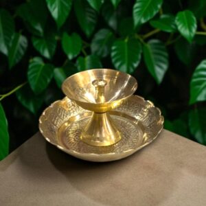 Small brass plate with pyali for pooja and return gift