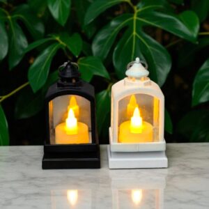 Temple design LED diya with flickering flame – single piece