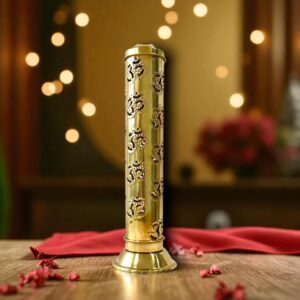 Brass Om incense holder for agarbatti and dhoop sticks in pooja room
