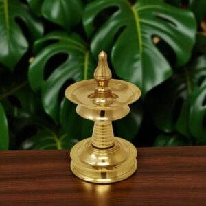 6 Inch Brass Kerala Nilavilakku Pooja Lamp for Home and Temple