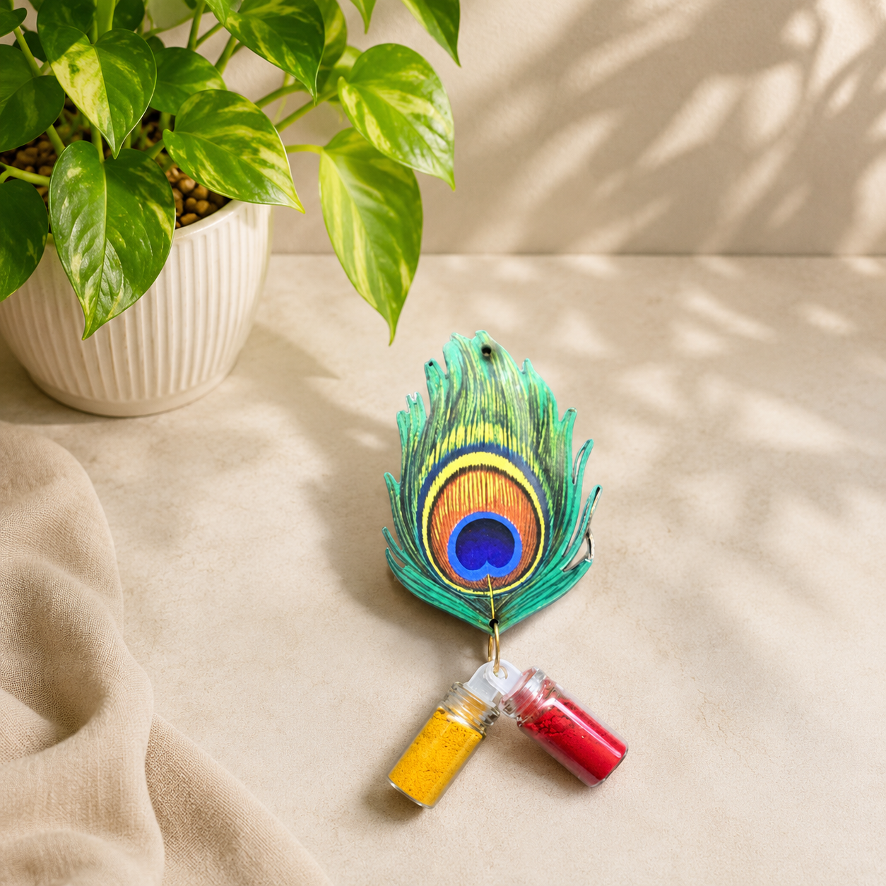 Beautiful fridge magnet with haldi kumkum bottles for return gift and festive décor – OmDecors