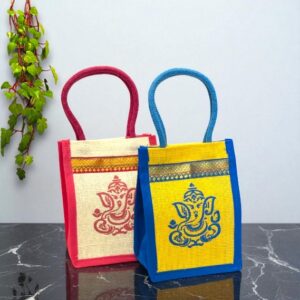 God Ganesh printed eco-friendly jute bag for return gifts and home décor