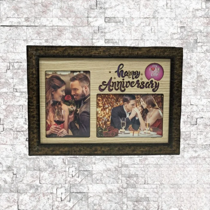 Happy Anniversary Photo Frame – Dual-Use Table and Wall Hanging Frame for Home Décor and Couple Gifting