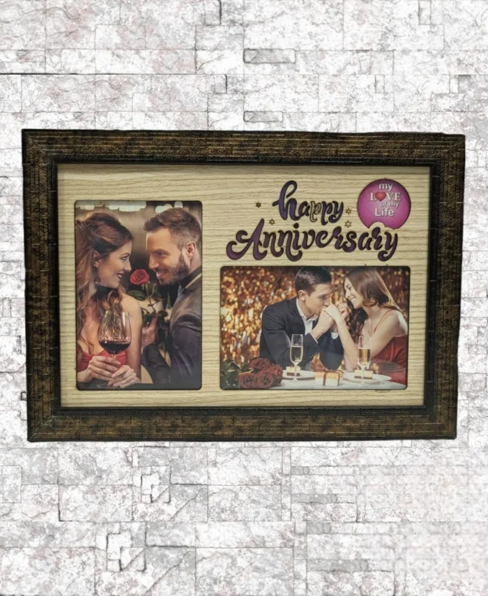 Happy Anniversary Photo Frame – Dual-Use Table and Wall Hanging Frame for Home Décor and Couple Gifting