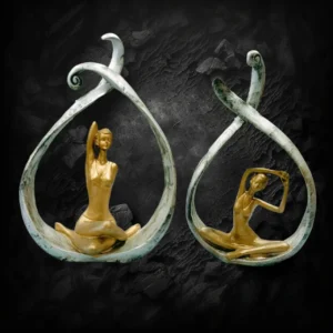 Beautiful Yoga Pose Figurine Set of 2 – Resin Meditation Statues for Home, Office, and Temple Décor