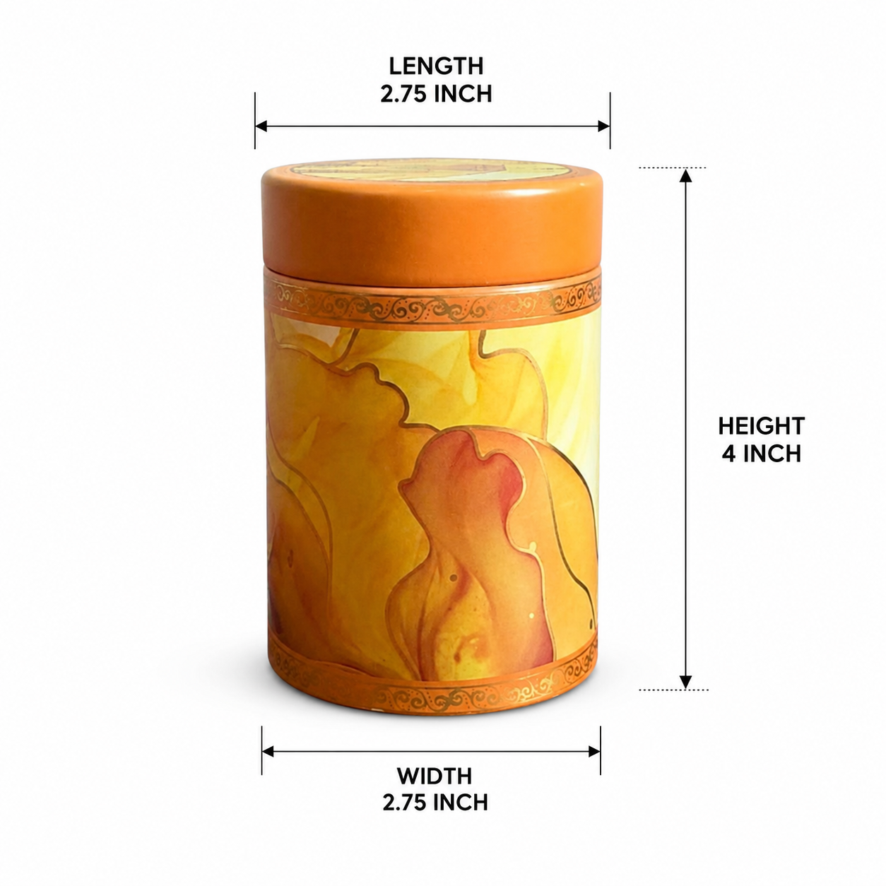 Elegant Yellow Design 4 Inch Air Tight Tin Box for Return Gifting