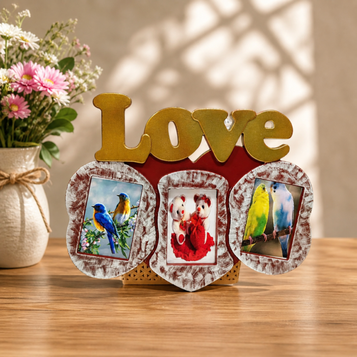 Love Theme Plastic Wall Hanging Photo Frame – Romantic Couple Gift and Home Decoration
