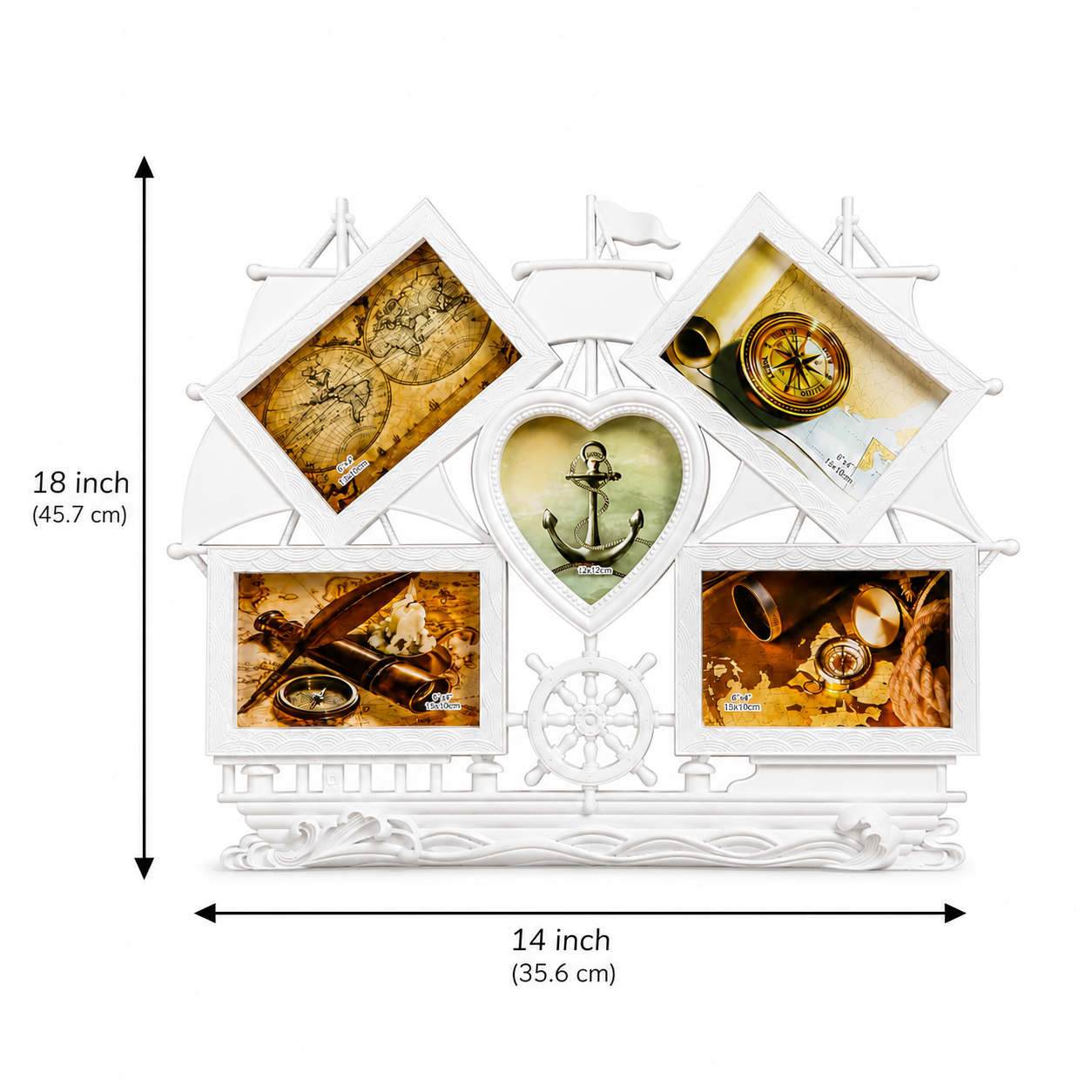 Love Ship Theme 5 Photo Frame for Home and Office Decoration – Romantic Couple Gift Frame