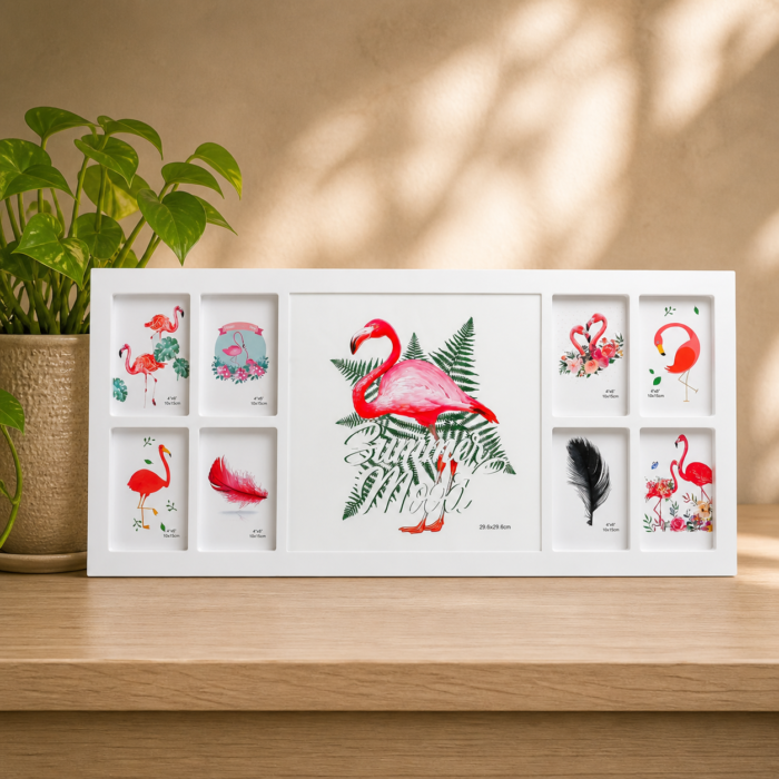 White 9-Pic Plastic Wall Hanging Photo Frame – Multi Photo Wall Décor for Home and Office