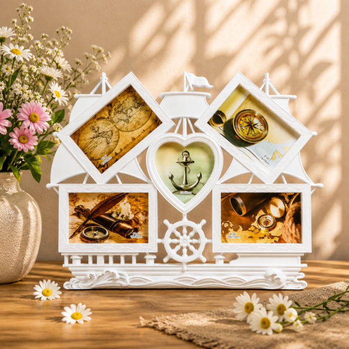 Love Ship Theme 5 Photo Frame for Home and Office Decoration – Romantic Couple Gift Frame