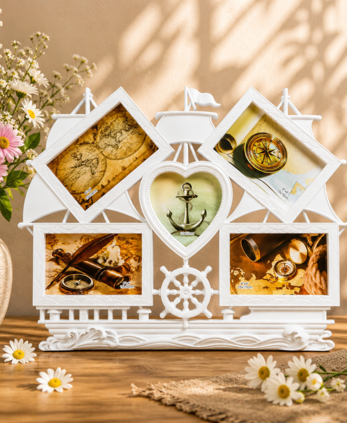 Love Ship Theme 5 Photo Frame for Home and Office Decoration – Romantic Couple Gift Frame