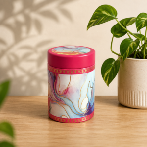 Elegant Red Design 4 Inch Air Tight Tin Box for Return Gifting