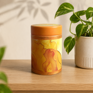Elegant Yellow Design 4 Inch Air Tight Tin Box for Return Gifting