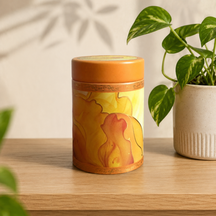 Elegant Yellow Design 4 Inch Air Tight Tin Box for Return Gifting
