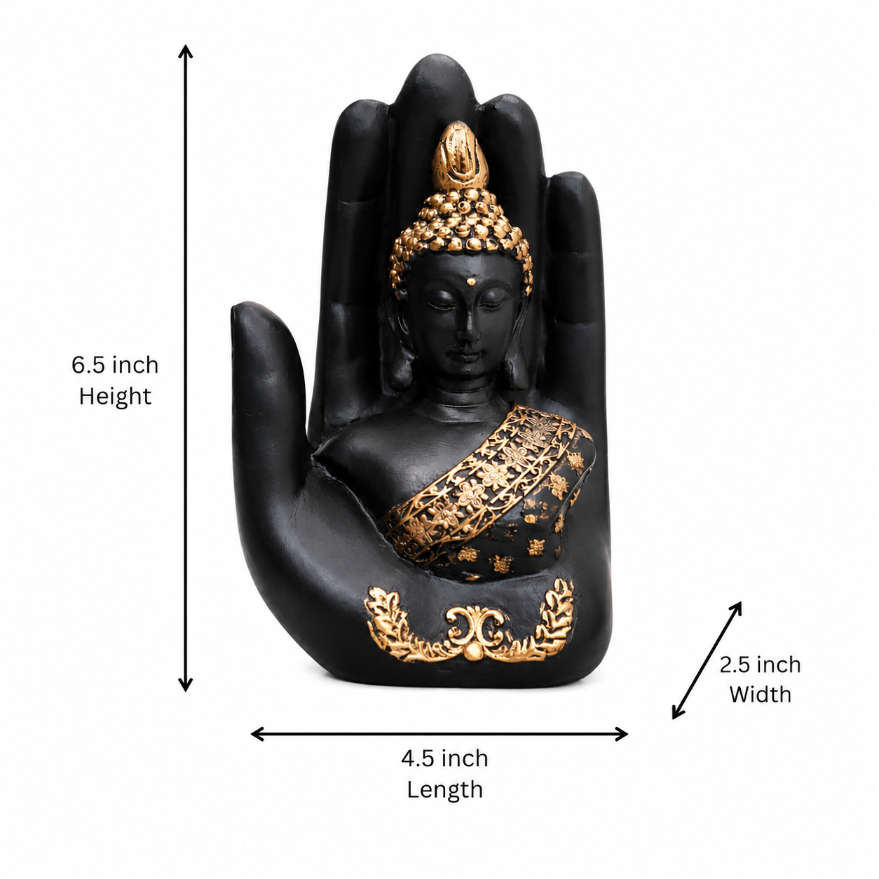 Black Hand Buddha Statue for Home Decor and Spiritual Gifting
