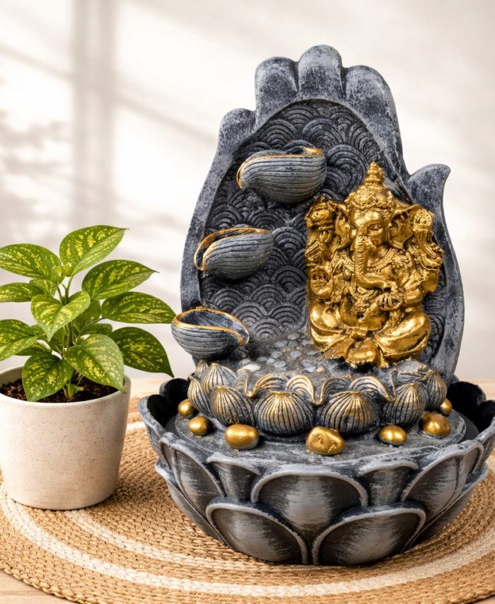 Ganesh water fountain with LED light indoor home decor vastu fountain