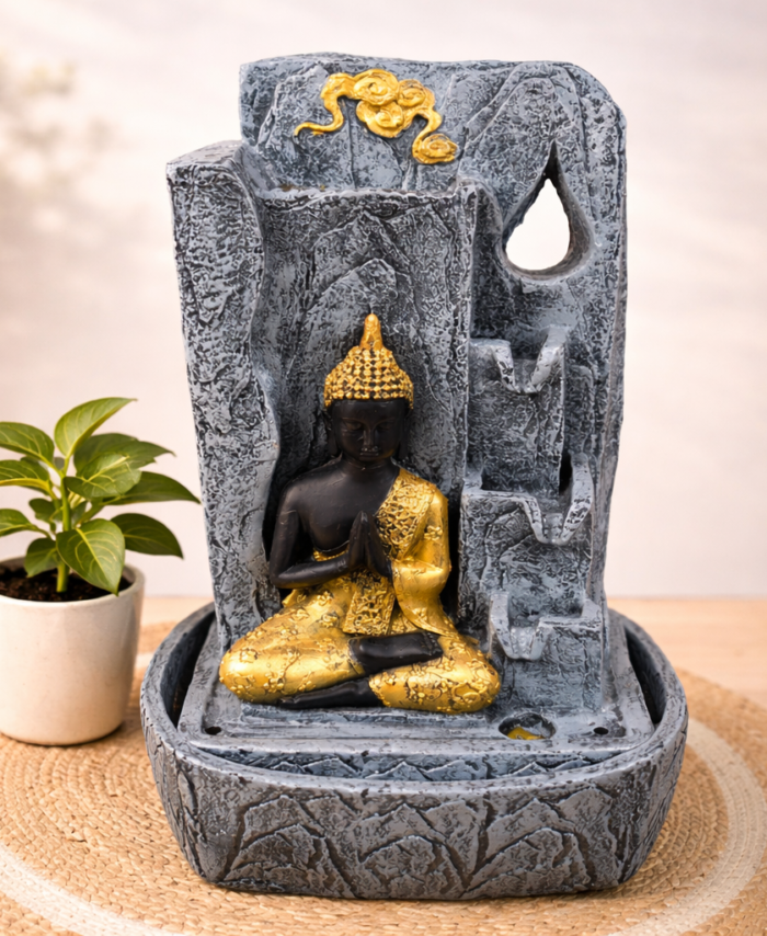 Buddha water fountain with LED light indoor home decor and gifting item