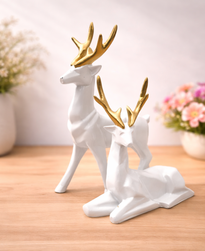white deer pair showpiece for home decor aesthetic couple figurine