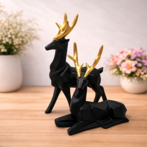 black deer pair showpiece for home decor modern couple figurine