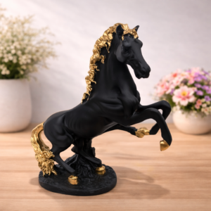 Black standing horse showpiece for home decor and gifting