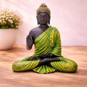 Black and green Buddha idol for home decor and spiritual gifting