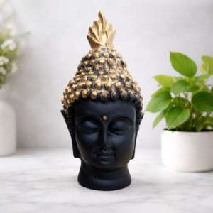 Black Buddha face idol for home decor and gifting modern spiritual showpiece