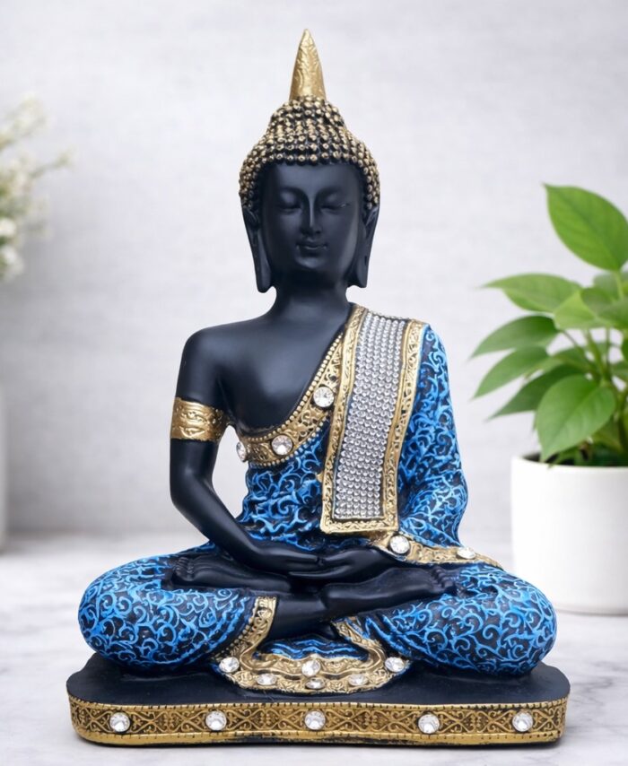 Blue Buddha idol for home decor calm peaceful meditation statue gift item