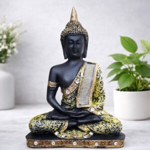 Yellow Buddha idol for home decor prosperity vastu feng shui statue gift item