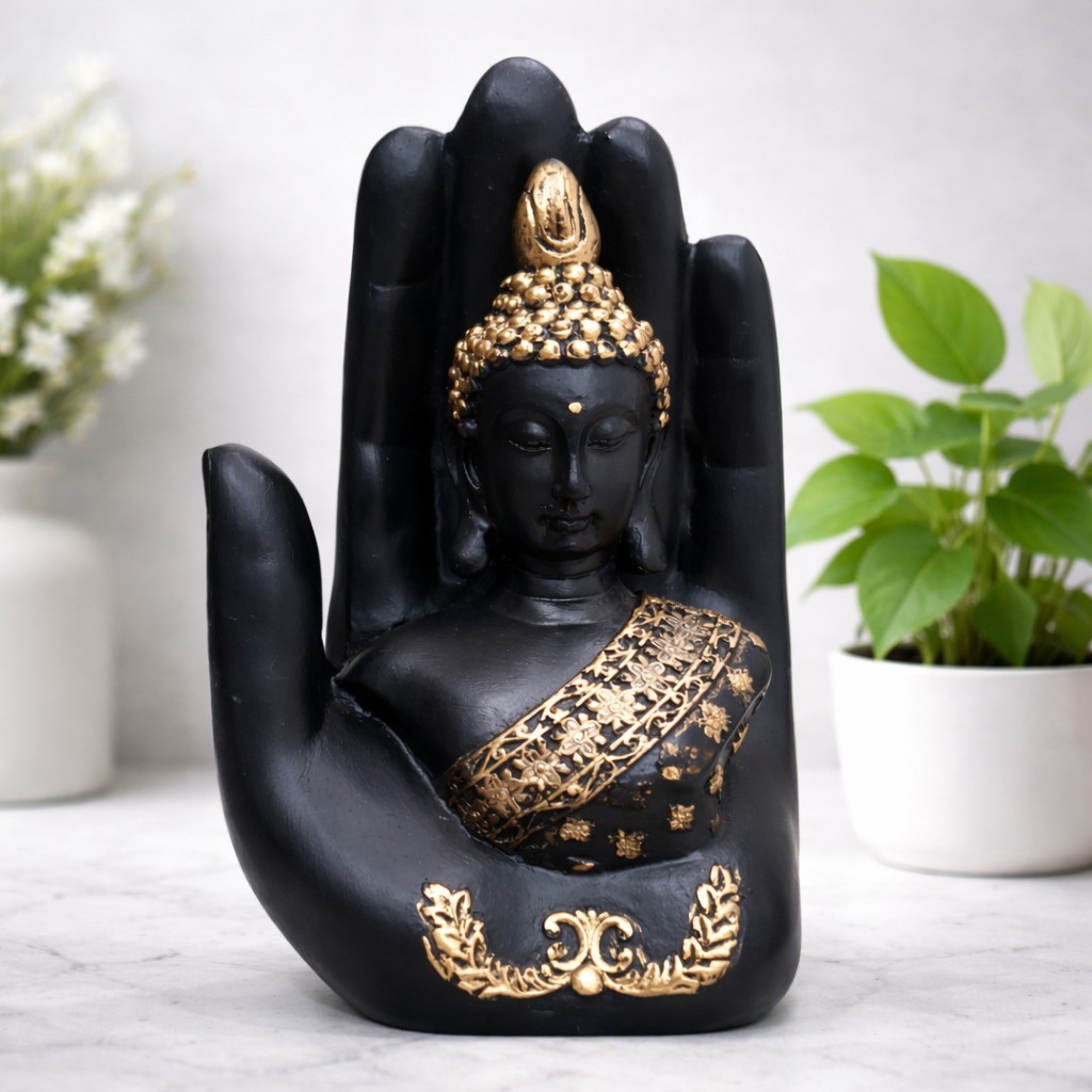 Black Hand Buddha Statue for Home Decor and Spiritual Gifting