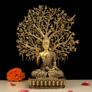 Brass Tree Buddha Idol for Home Decor Vastu Spiritual Gift Statue