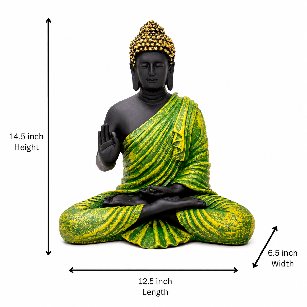 Black and green Buddha idol for home decor and spiritual gifting