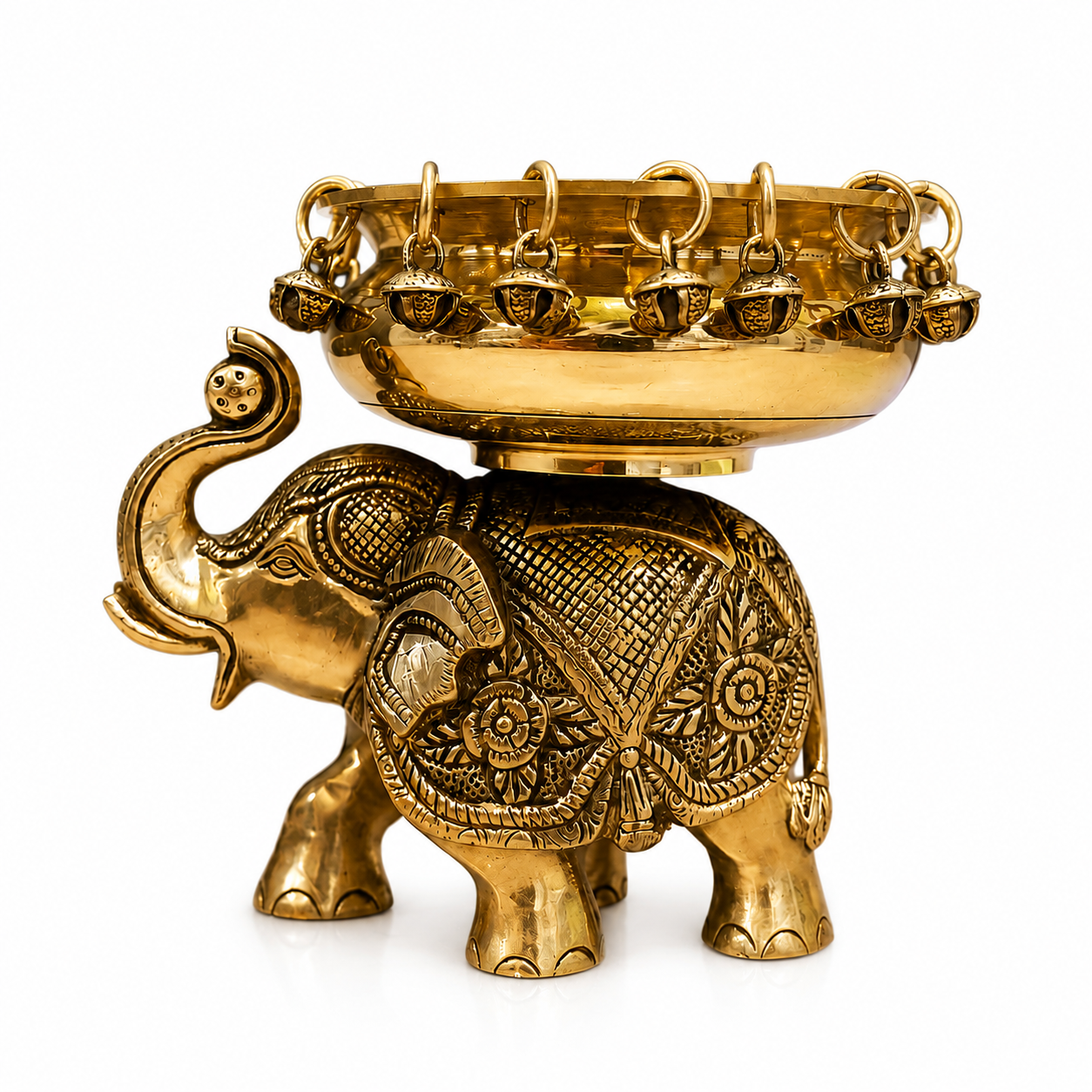 Brass Elephant Urli Bowl 7 Inch for Traditional Home Decor