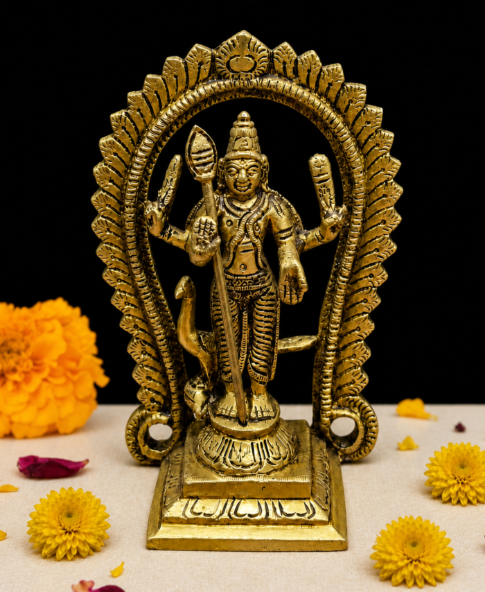 Brass Murugan Idol with Vel for home decor and gifting