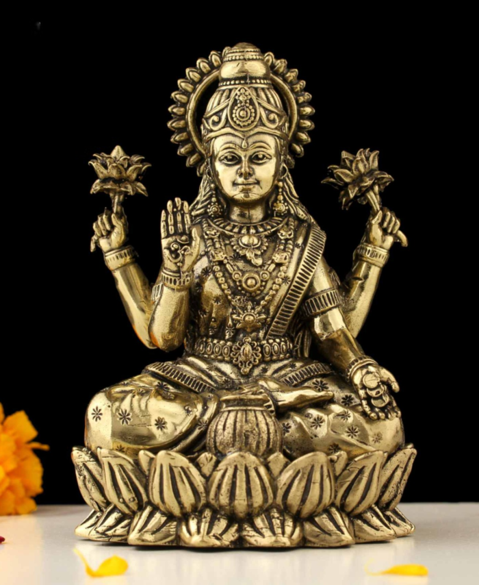Brass Lakshmi Idol for Home Decor Pooja Vastu Gift India