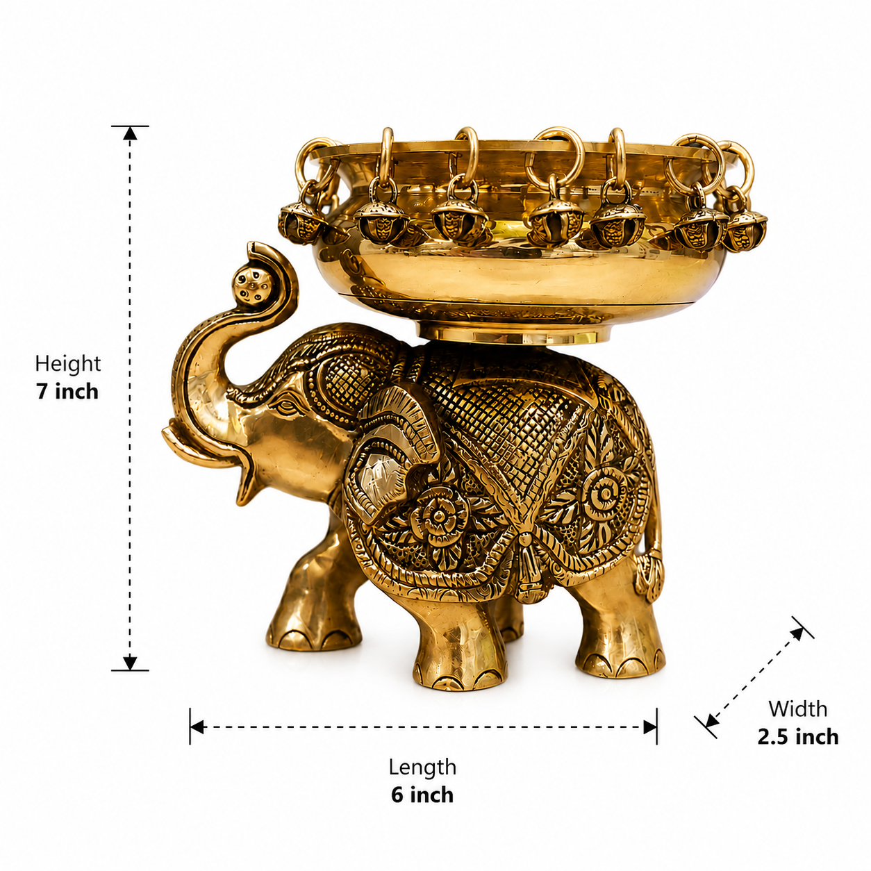 Brass Elephant Urli Bowl 7 Inch for Traditional Home Decor