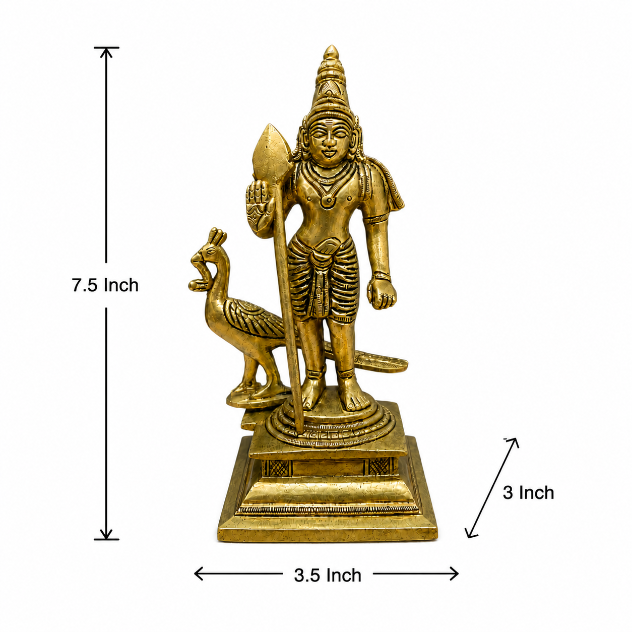 Brass Lord Murugan with Peacock Idol for home decor and gifting