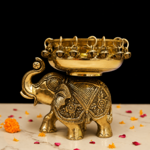 Brass Elephant Urli Bowl 7 Inch for Traditional Home Decor