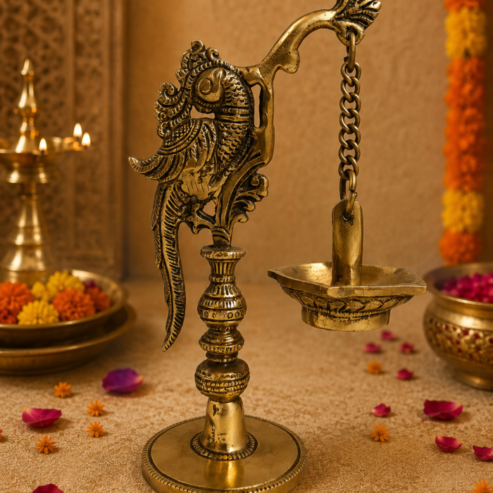 Brass Annapakshi hanging lamp for pooja and traditional home decor