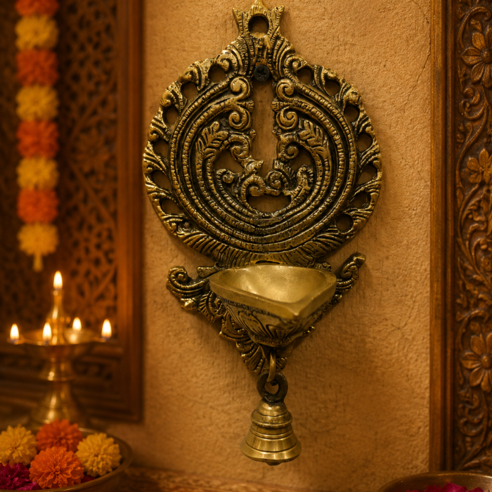 Brass Bell Lamp for Pooja Temple and Traditional Home Decor