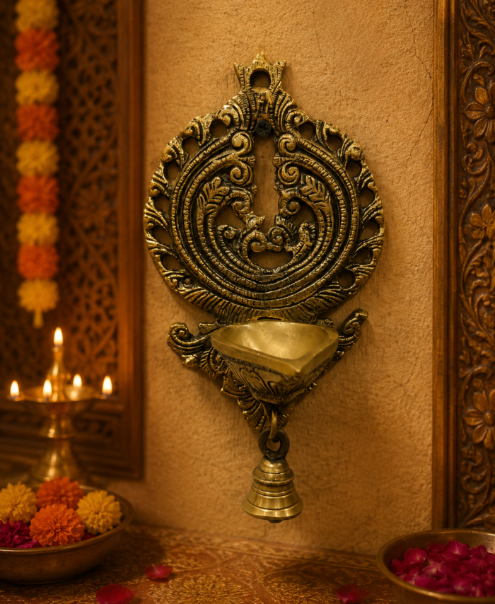 Brass Bell Lamp for Pooja Temple and Traditional Home Decor