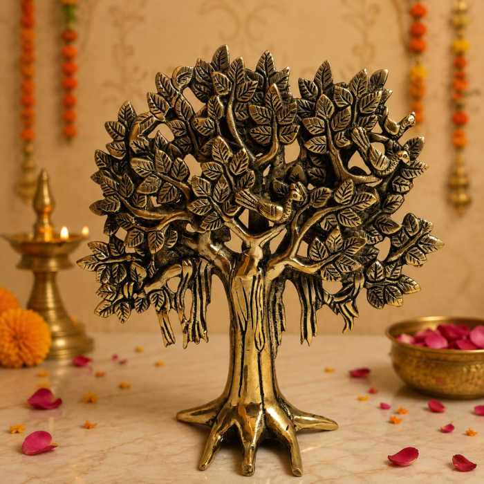 Brass Karpavriksham Tree Showpiece for Home Decor and Gifting