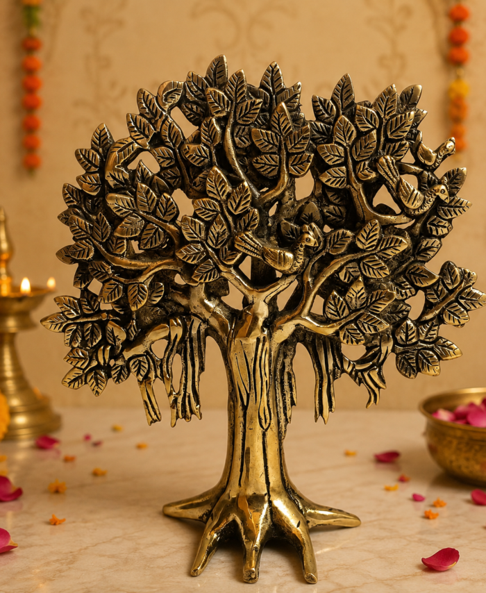 Brass Karpavriksham Tree Showpiece for Home Decor and Gifting