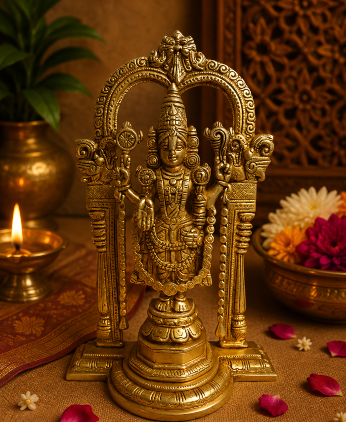 Brass Balaji big size Lord Venkateswara statue for home pooja room